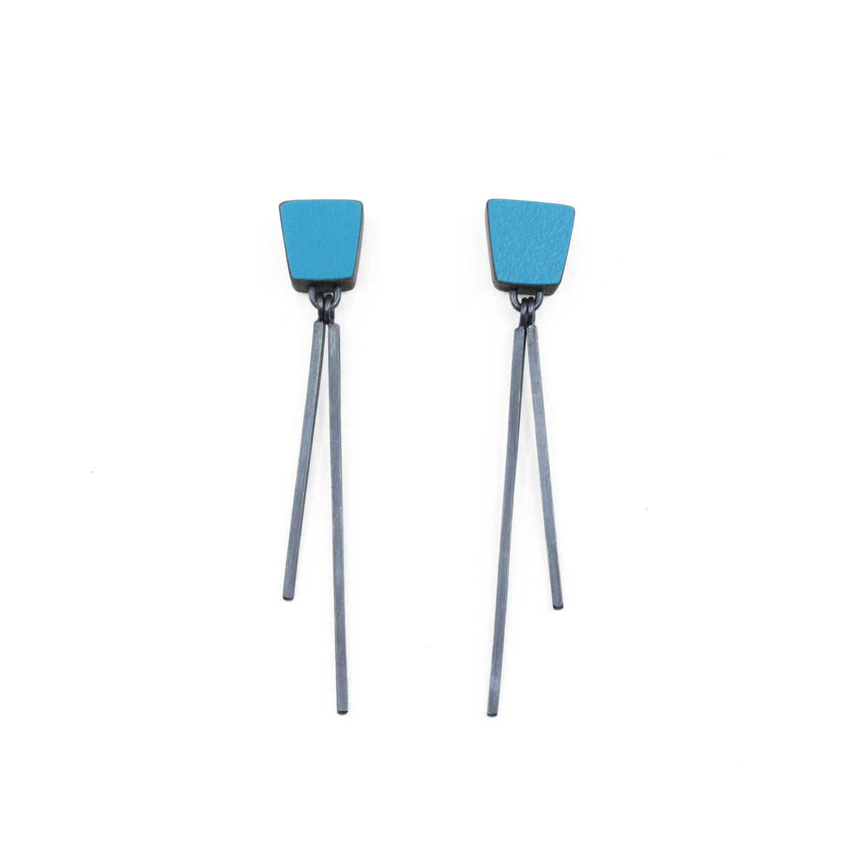 Square line drop earrings - turquoise