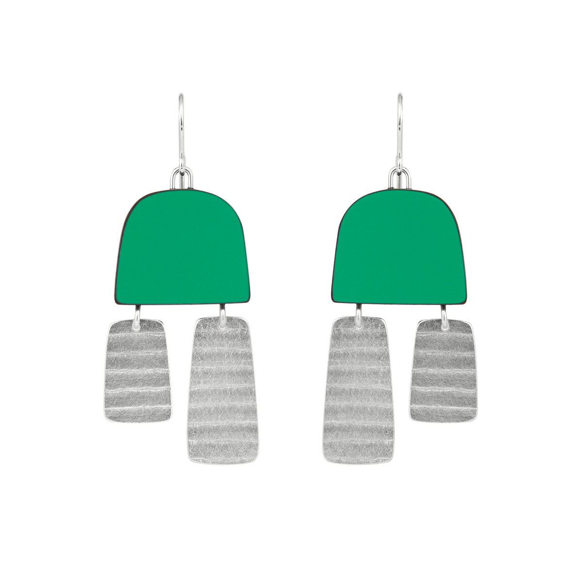 Two part stripe earrings - silver