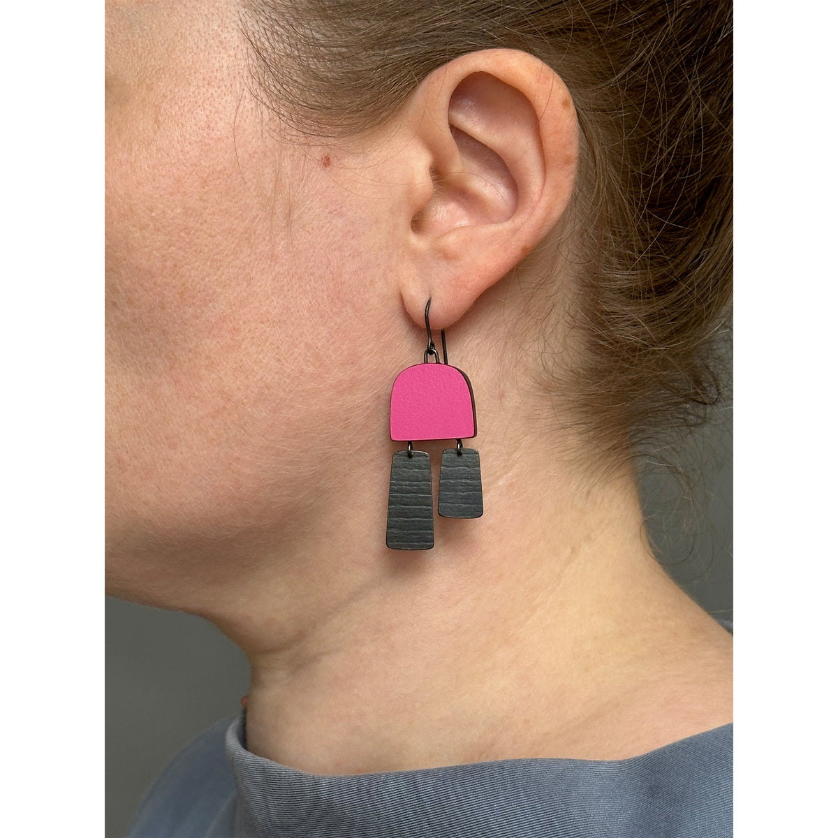Two part stripe earrings - oxidised
