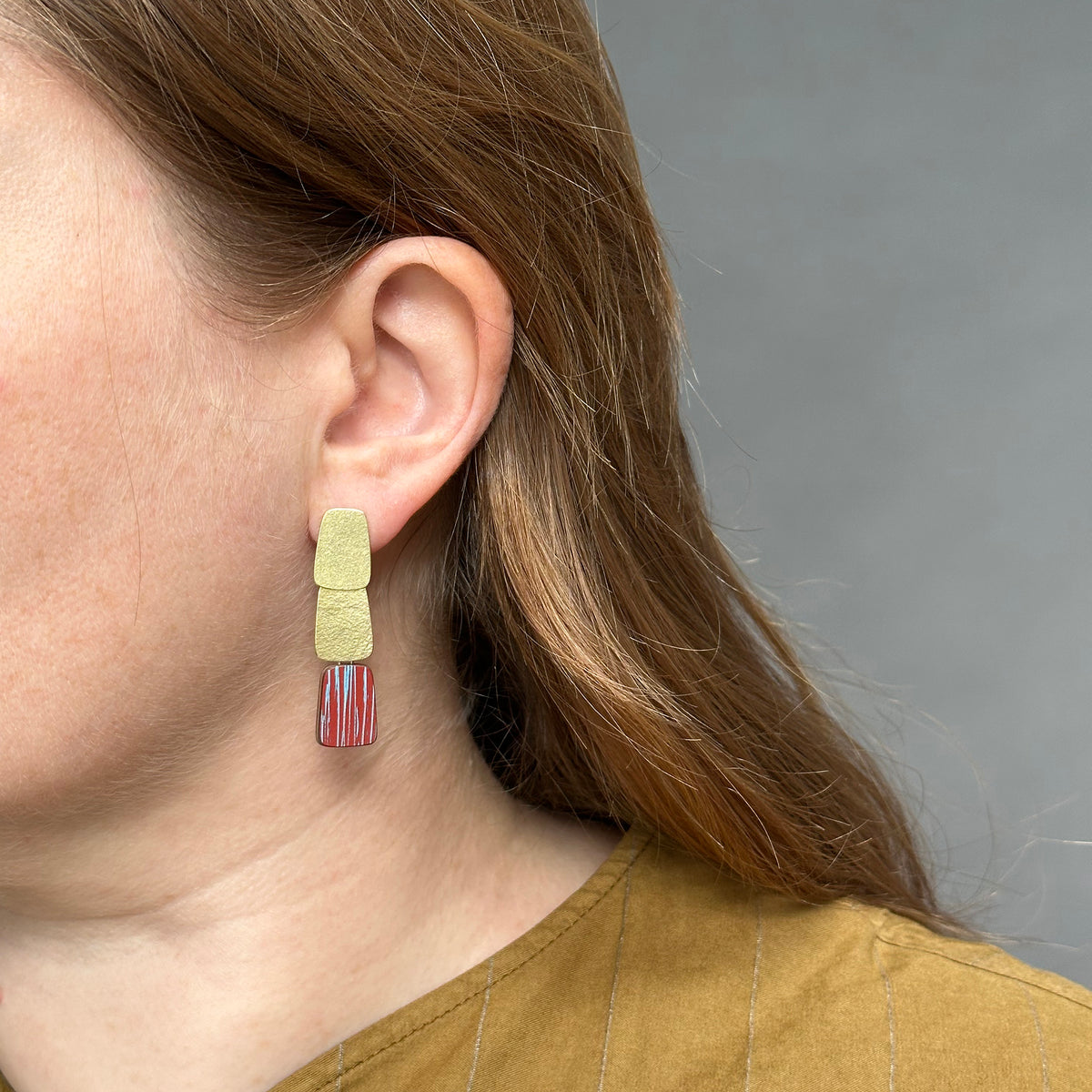 Three tier earrings - paprika