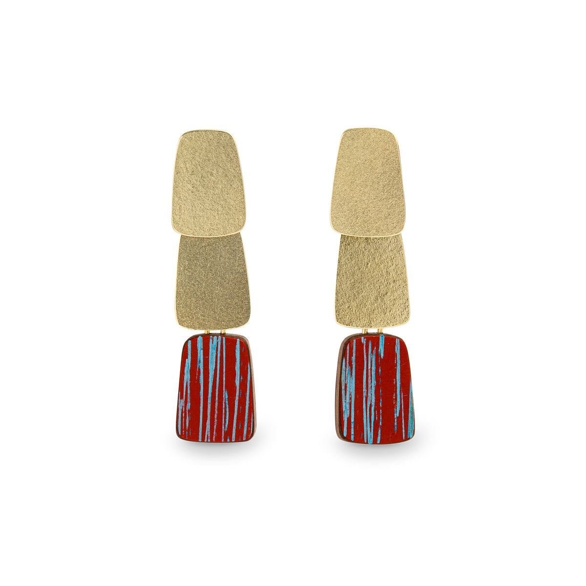 Three tier earrings - paprika