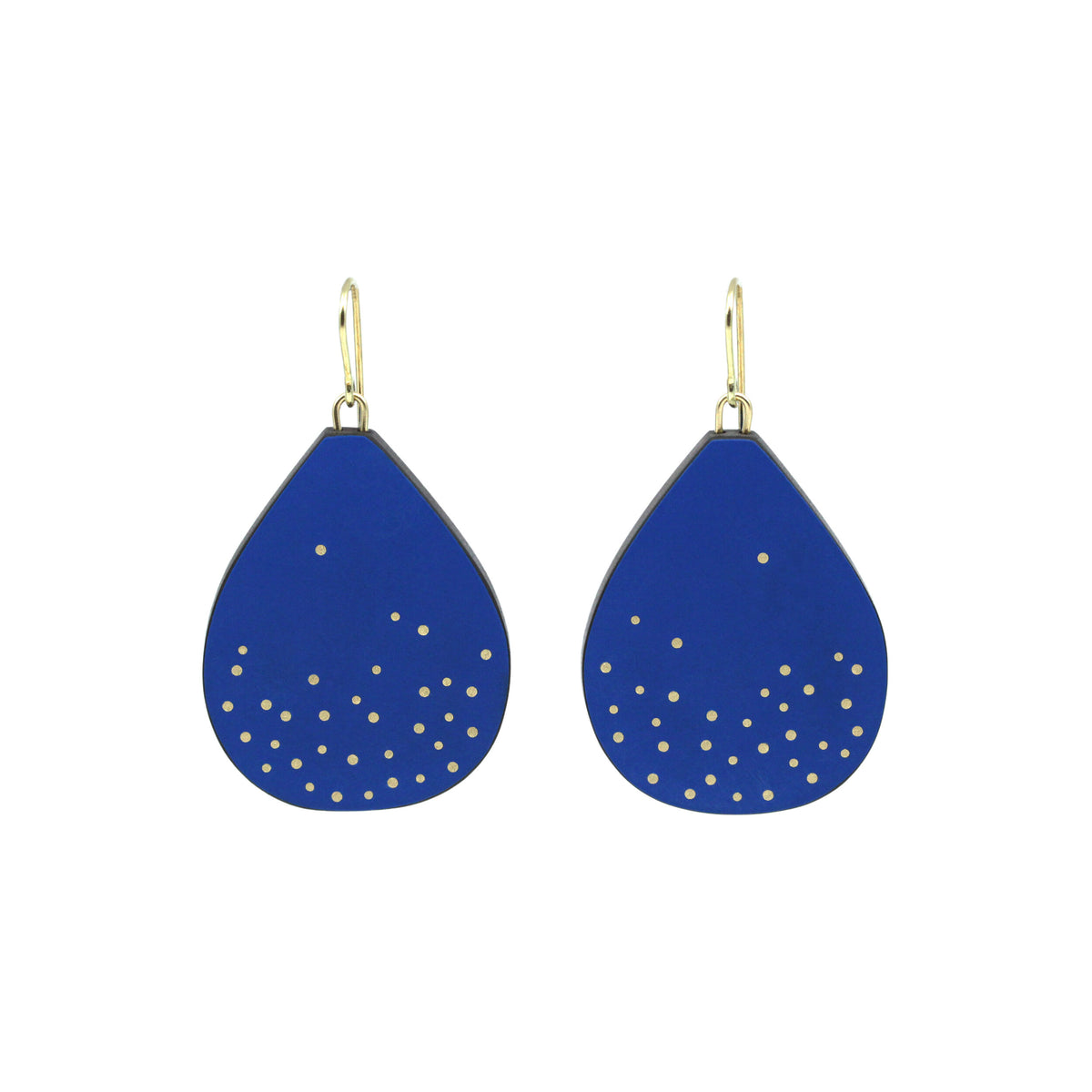 Blue and 18ct gold bulb earrings