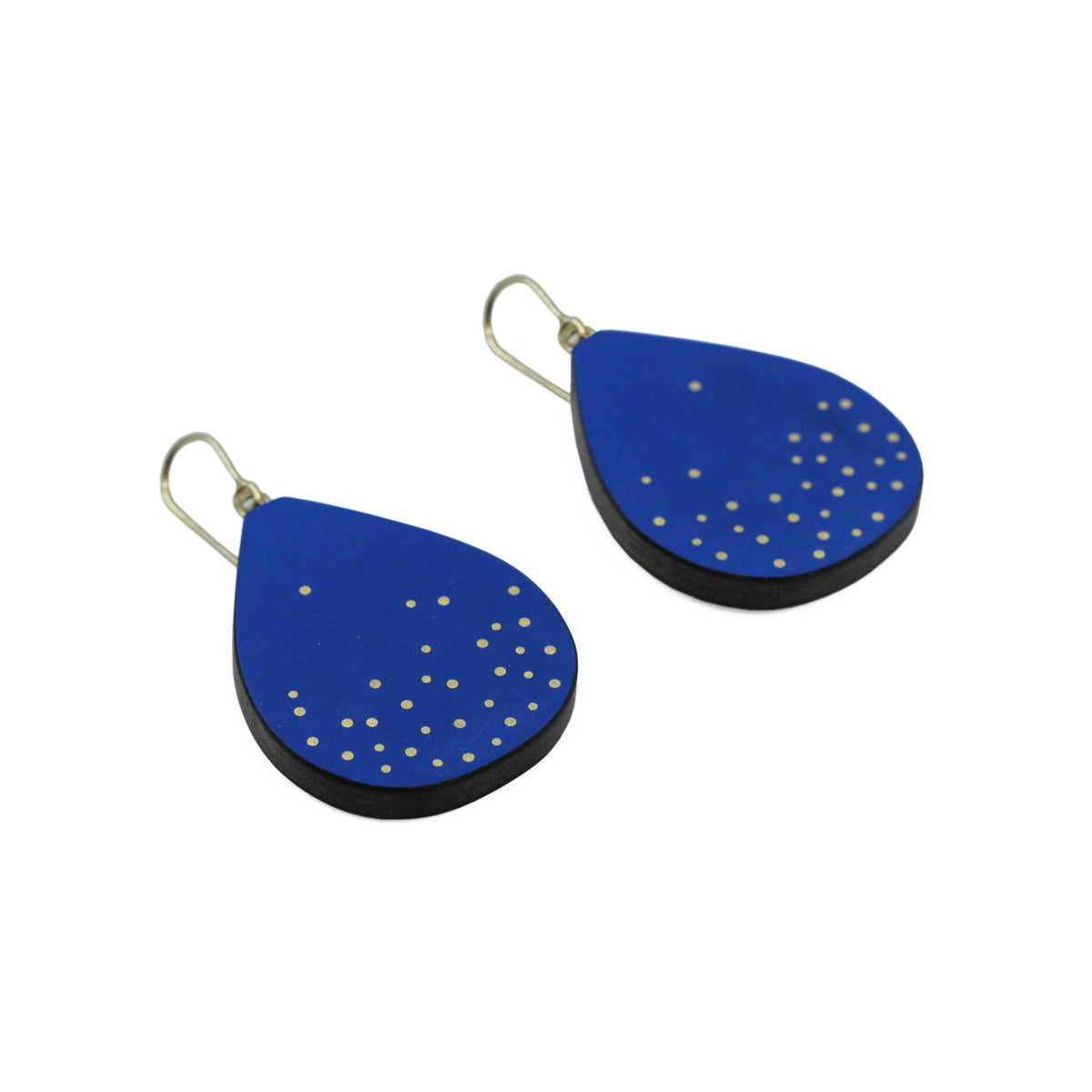 Blue and 18ct gold bulb earrings