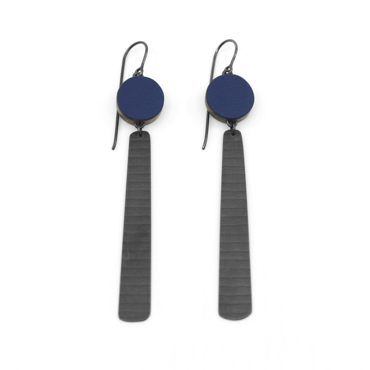 Circle and long stripe earrings - navy
