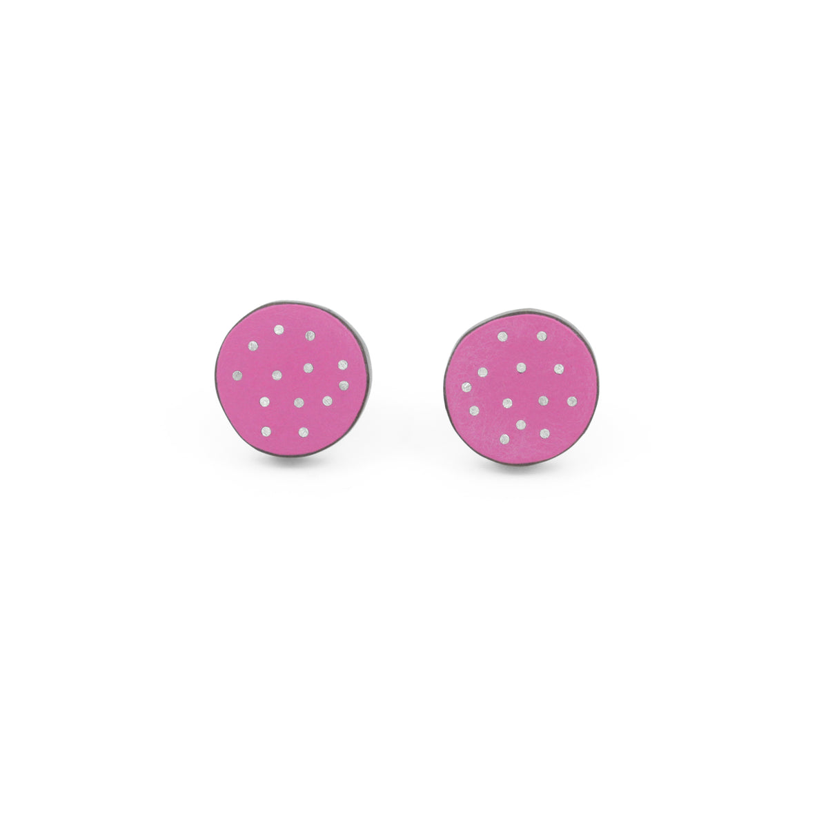 Small inlaid silver dot earrings