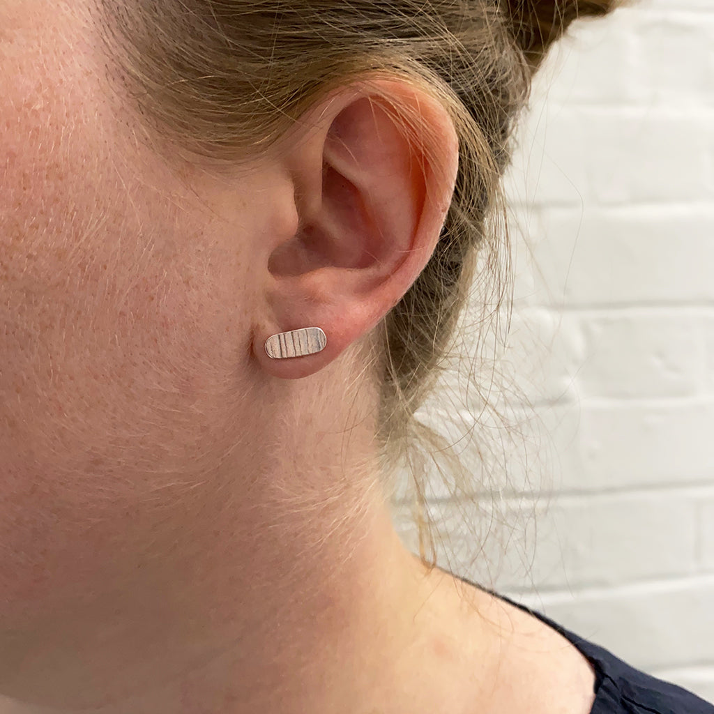 Small silver oblong earrings