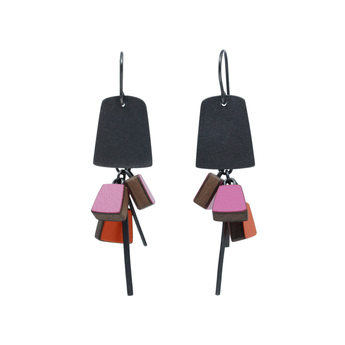 Bell cluster earrings - pink and orange