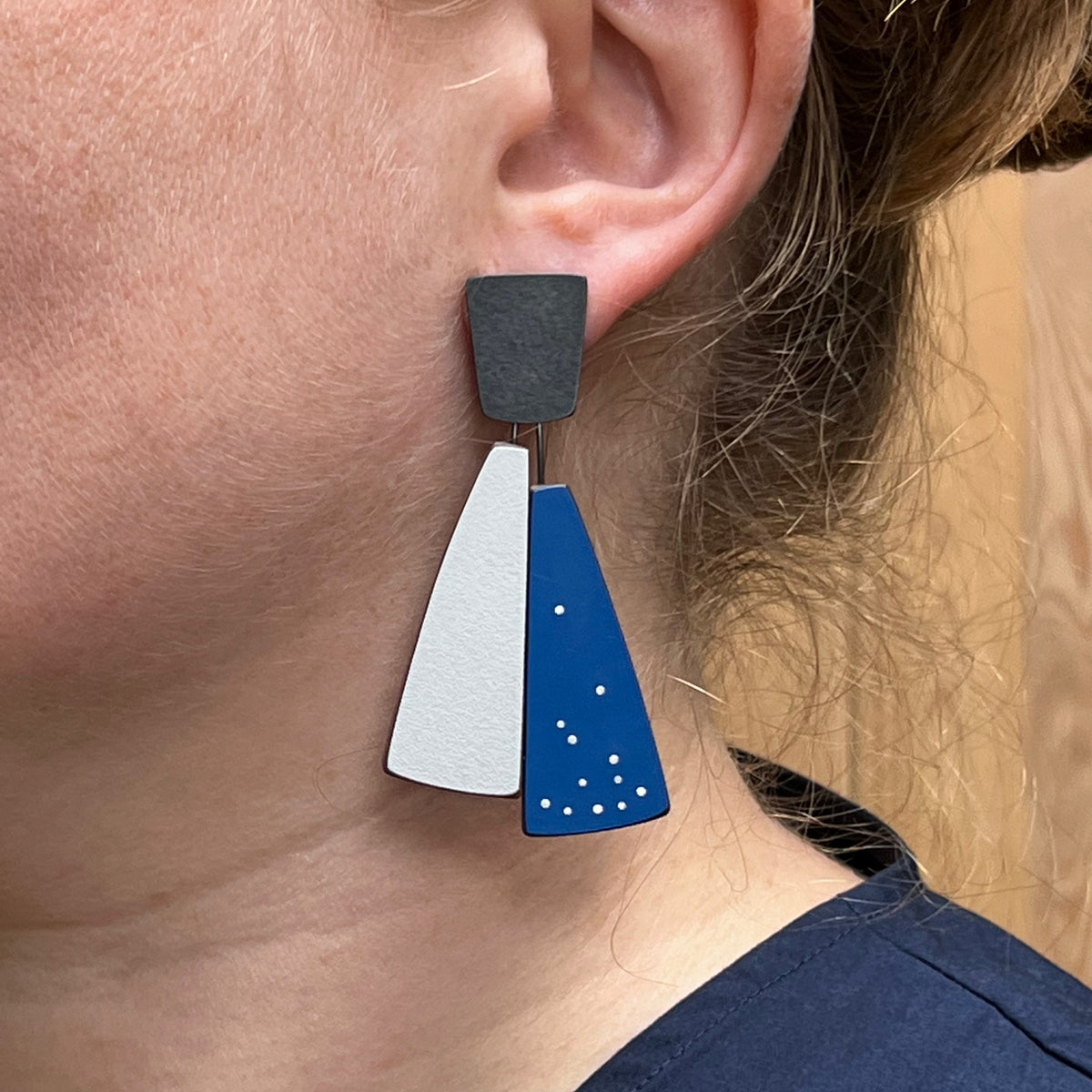 Split wing earrings - teal and light blue