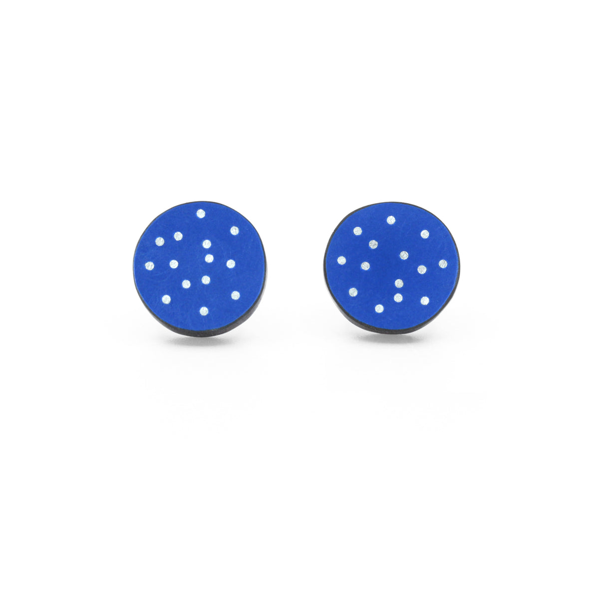 Small inlaid silver dot earrings